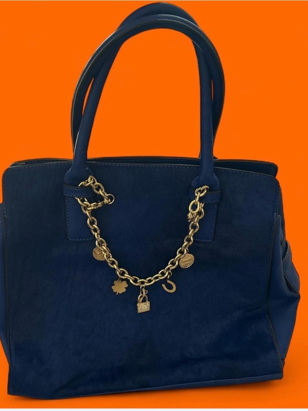 Carol Brodie "Accessorize Your Life" Haircalf Satchel in Cobalt/Royal Blue